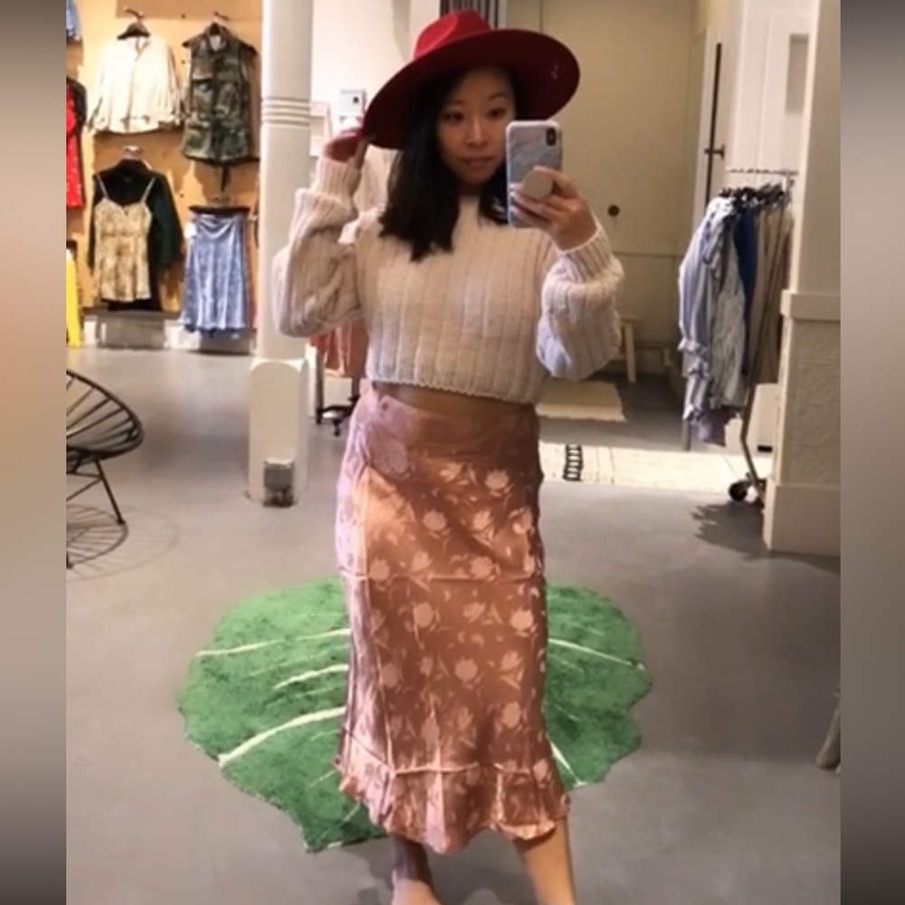 Pink silk skirt